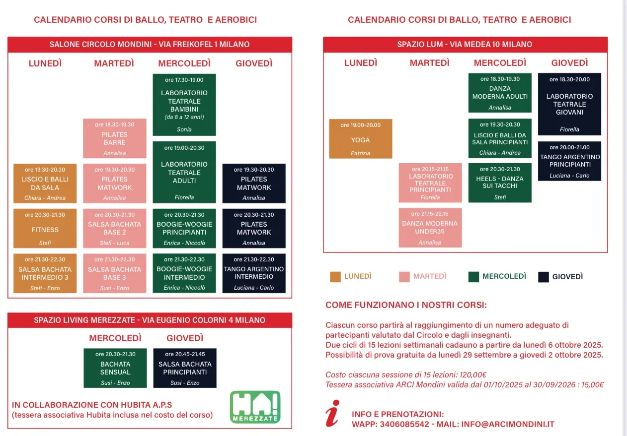 CALENDARIO CORSI 2025/2026
