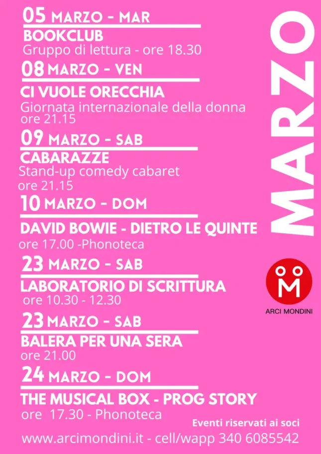 CALENDARIO EVENTI MARZO